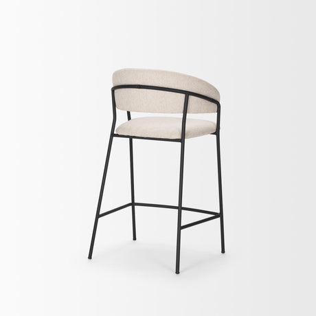 Mercana Carolyn Counter Stool w/ Oatmeal Fabric & Matte Black Metal