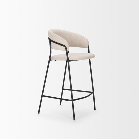 Mercana Carolyn Counter Stool w/ Oatmeal Fabric & Matte Black Metal