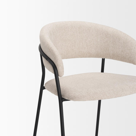 Mercana Carolyn Counter Stool w/ Oatmeal Fabric & Matte Black Metal