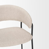 Mercana Carolyn Counter Stool w/ Oatmeal Fabric & Matte Black Metal