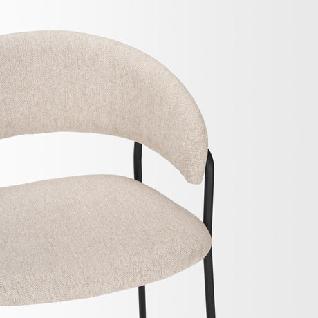 Mercana Carolyn Counter Stool w/ Oatmeal Fabric & Matte Black Metal