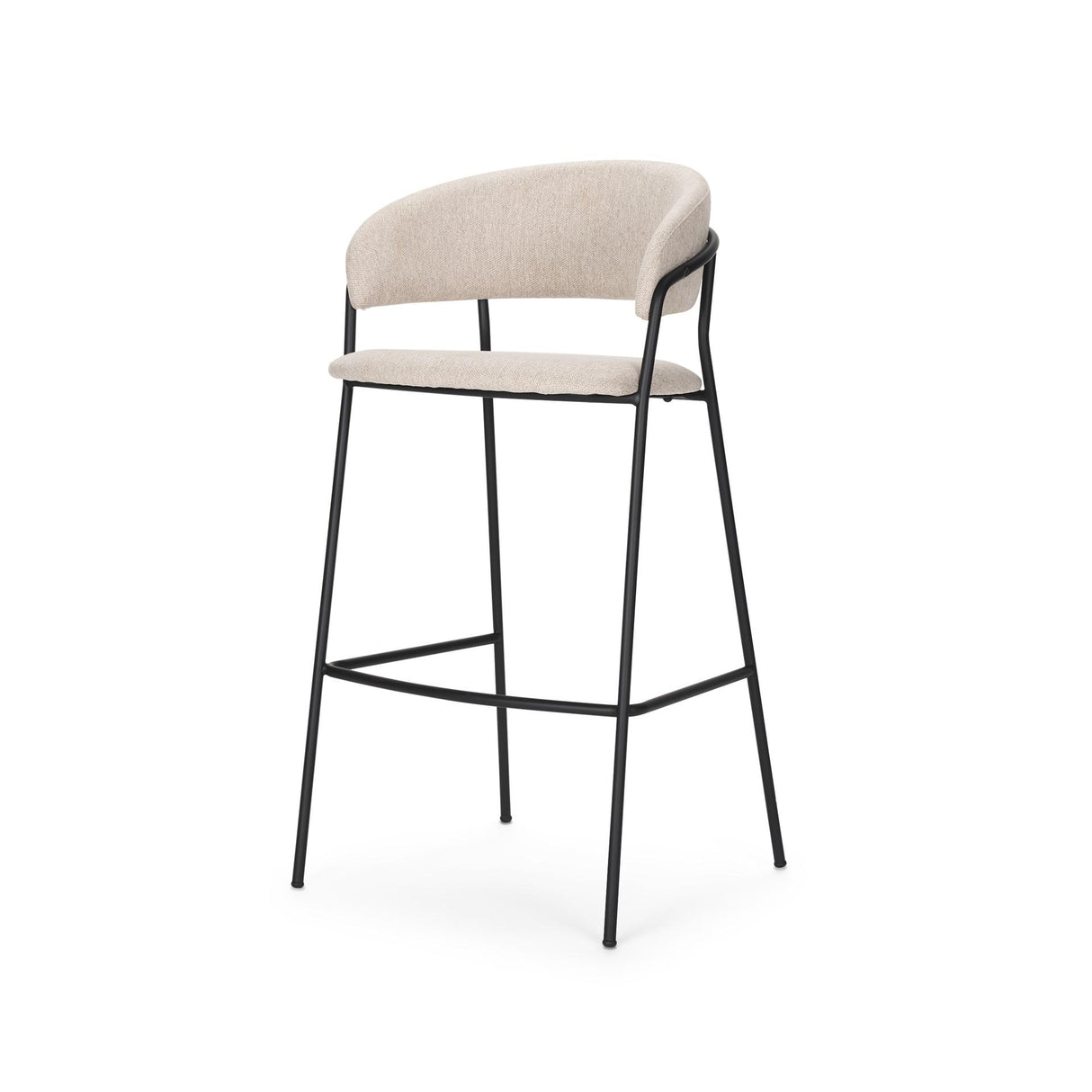 Mercana Carolyn Bar Stool w/ Oatmeal Fabric & Matte Black Metal