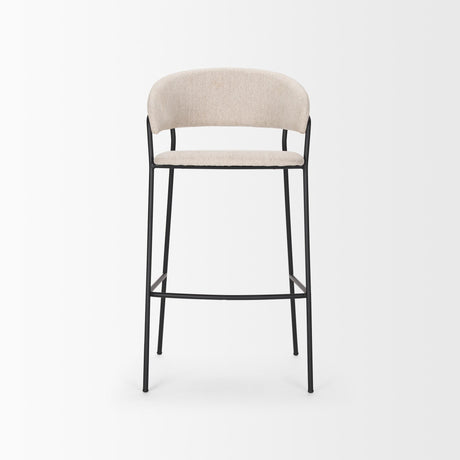 Mercana Carolyn Bar Stool w/ Oatmeal Fabric & Matte Black Metal