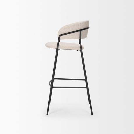 Mercana Carolyn Bar Stool w/ Oatmeal Fabric & Matte Black Metal