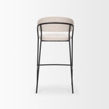 Mercana Carolyn Bar Stool w/ Oatmeal Fabric & Matte Black Metal
