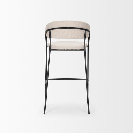 Mercana Carolyn Bar Stool w/ Oatmeal Fabric & Matte Black Metal
