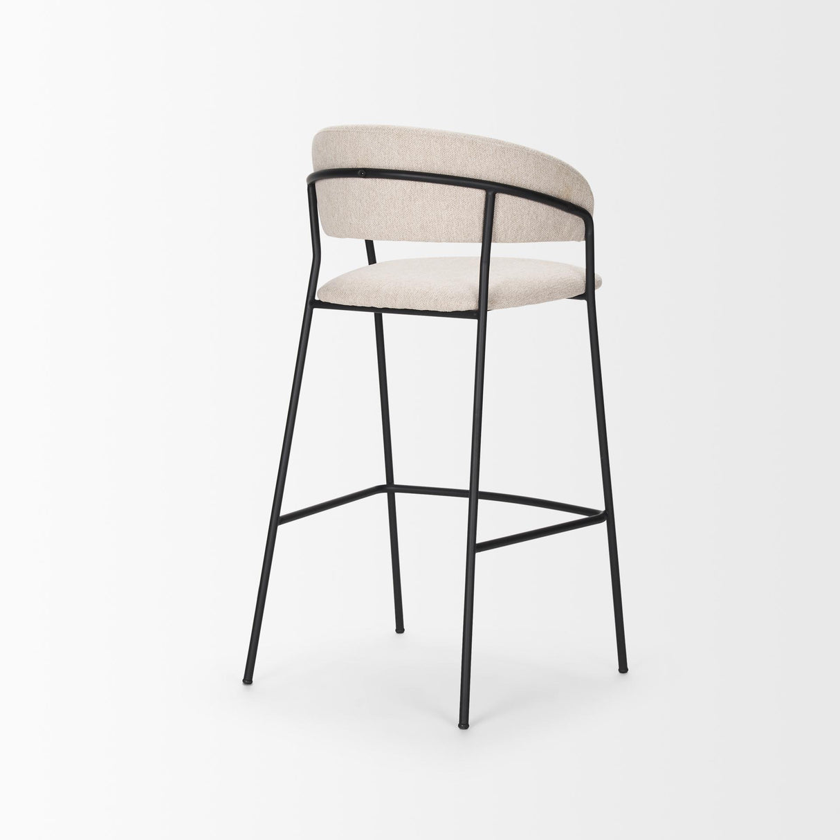 Mercana Carolyn Bar Stool w/ Oatmeal Fabric & Matte Black Metal