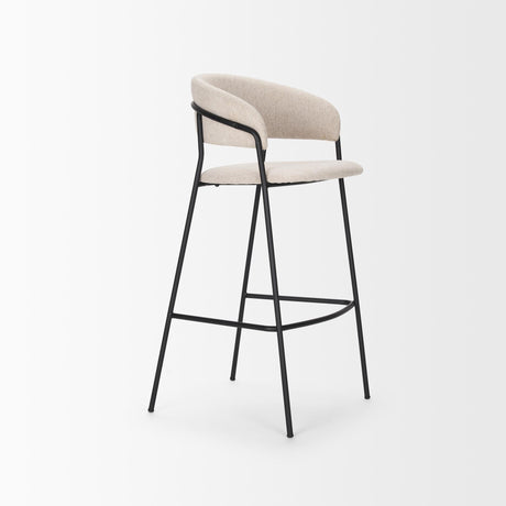 Mercana Carolyn Bar Stool w/ Oatmeal Fabric & Matte Black Metal