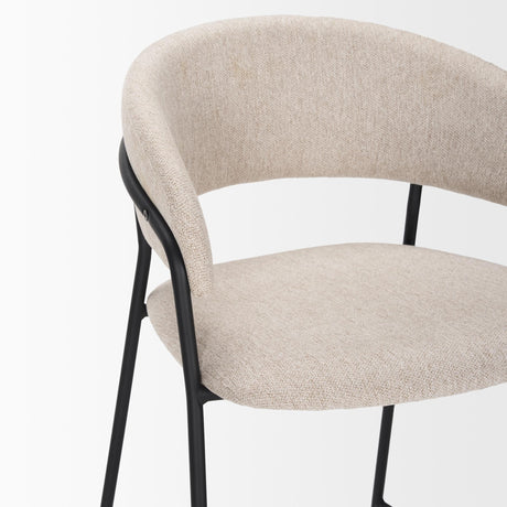 Mercana Carolyn Bar Stool w/ Oatmeal Fabric & Matte Black Metal