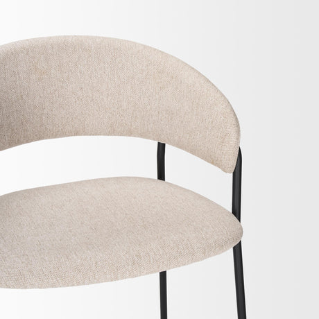 Mercana Carolyn Bar Stool w/ Oatmeal Fabric & Matte Black Metal