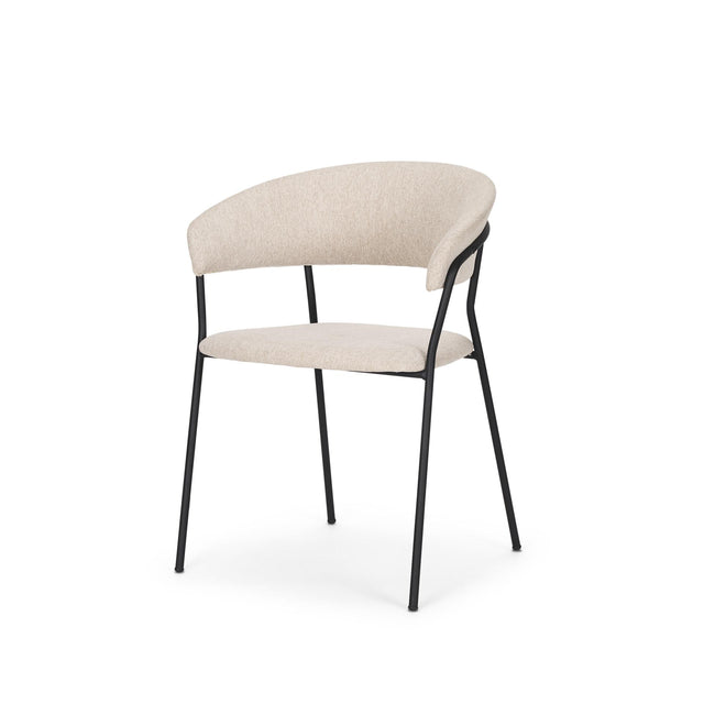 Mercana Carolyn Dining Chair w/ Oatmeal Fabric & Matte Black Metal