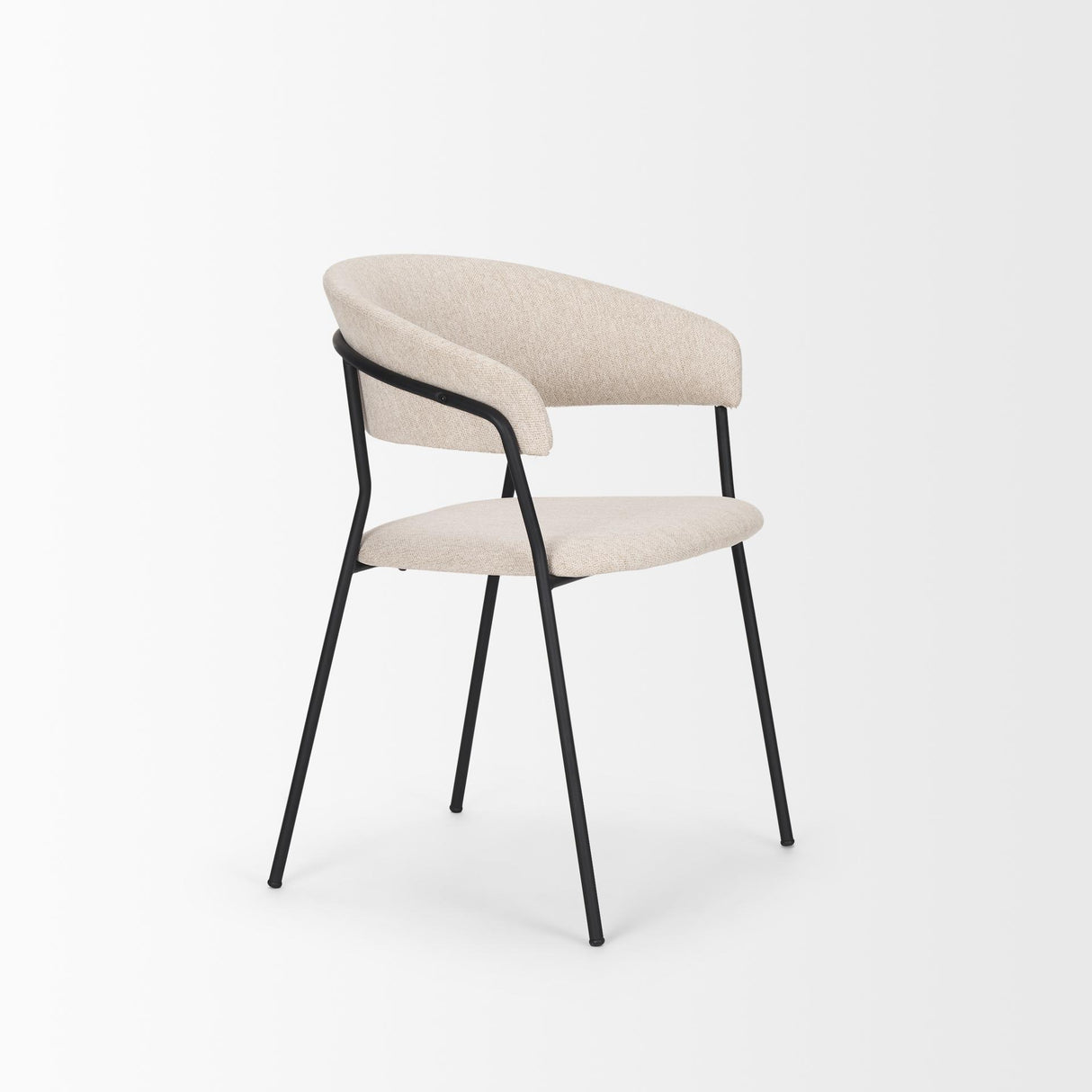 Mercana Carolyn Dining Chair w/ Oatmeal Fabric & Matte Black Metal