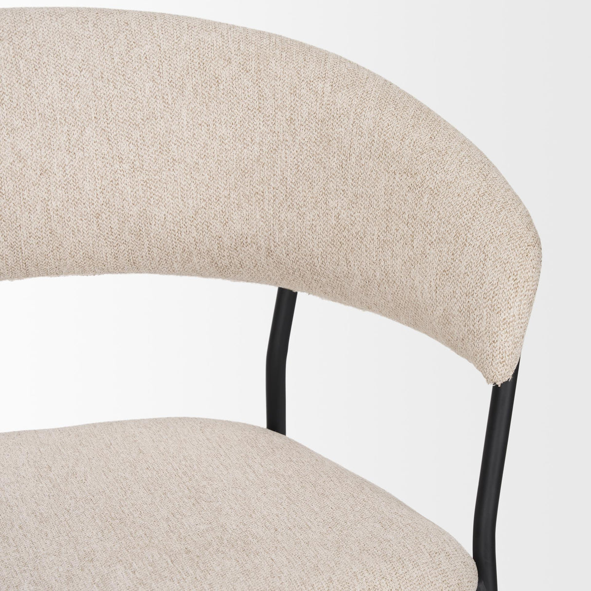 Mercana Carolyn Dining Chair w/ Oatmeal Fabric & Matte Black Metal