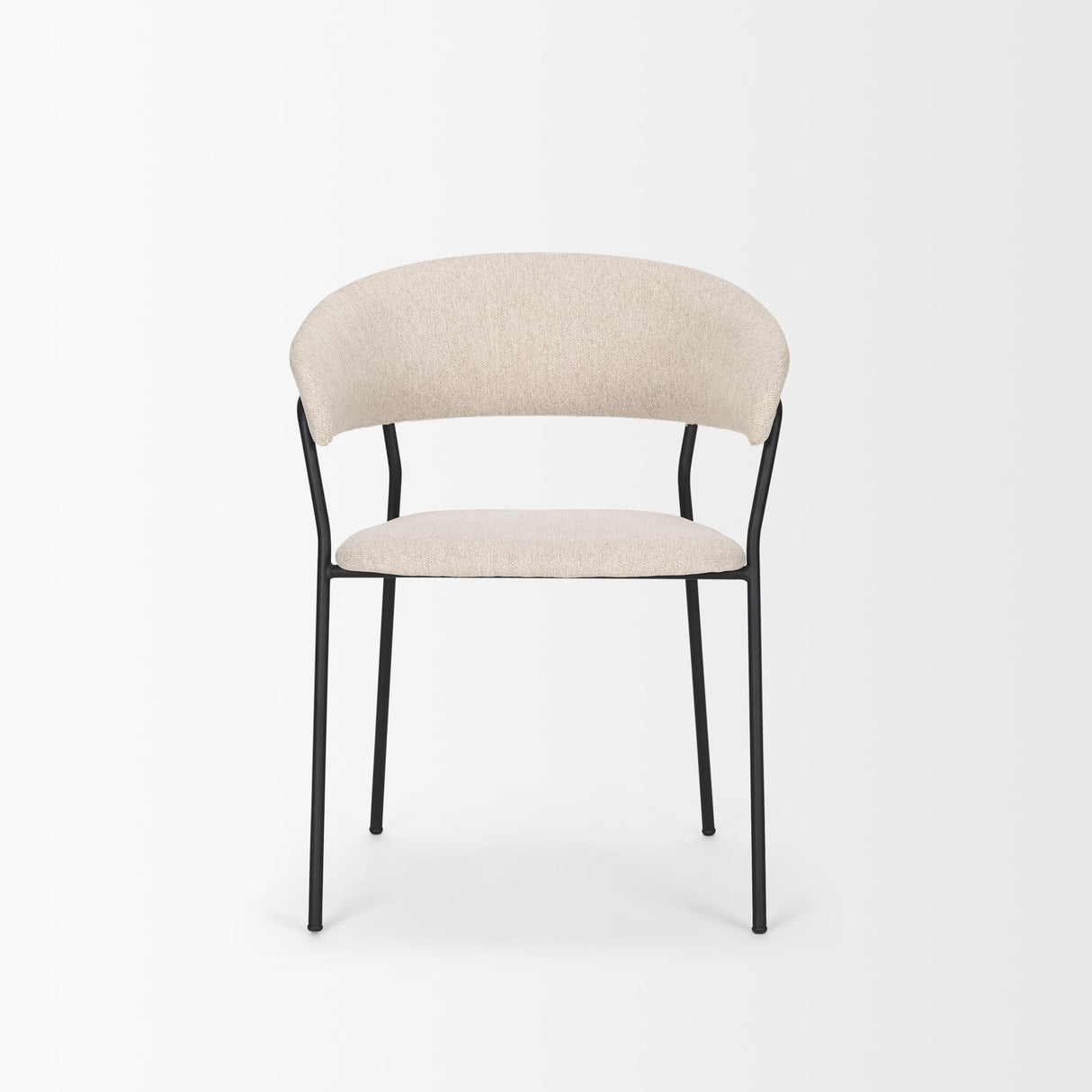Mercana Carolyn Dining Chair w/ Oatmeal Fabric & Matte Black Metal