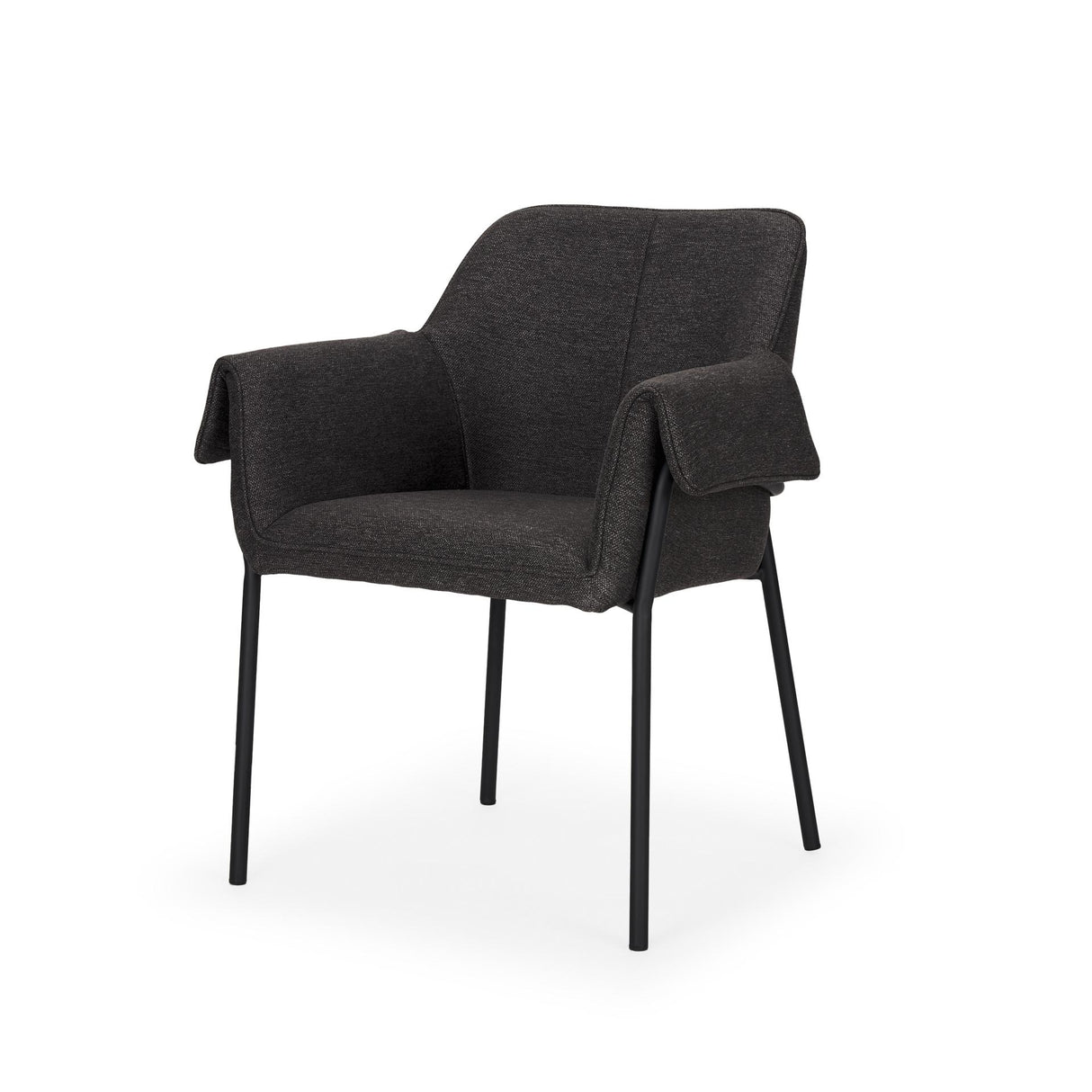 Mercana Brently Dining Chair w/ Gray Fabric & Matte Black Metal Legs