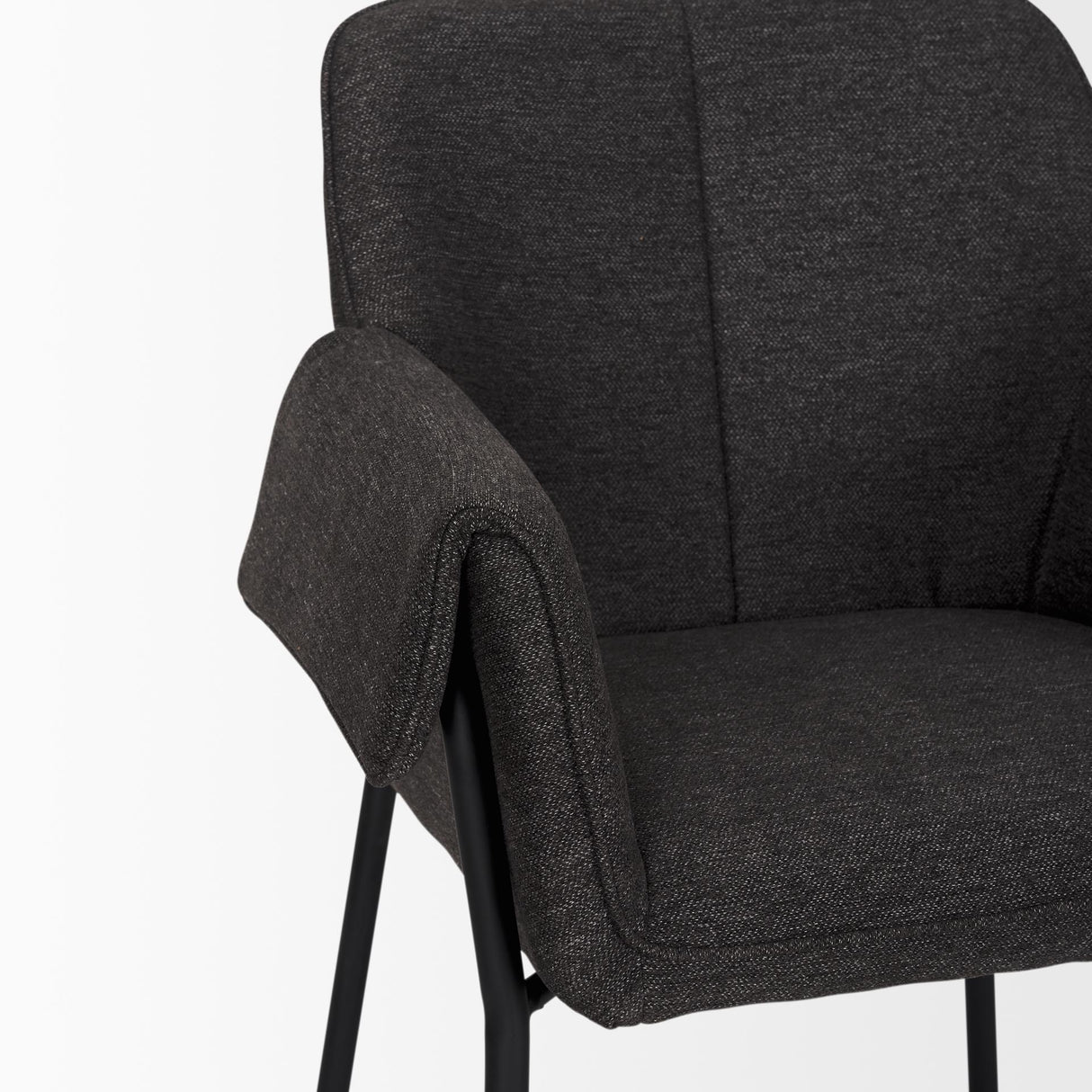 Mercana Brently Dining Chair w/ Gray Fabric & Matte Black Metal Legs