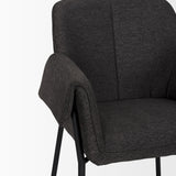 Mercana Brently Dining Chair w/ Gray Fabric & Matte Black Metal Legs