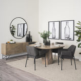 Mercana Brently Dining Chair w/ Gray Fabric & Matte Black Metal Legs