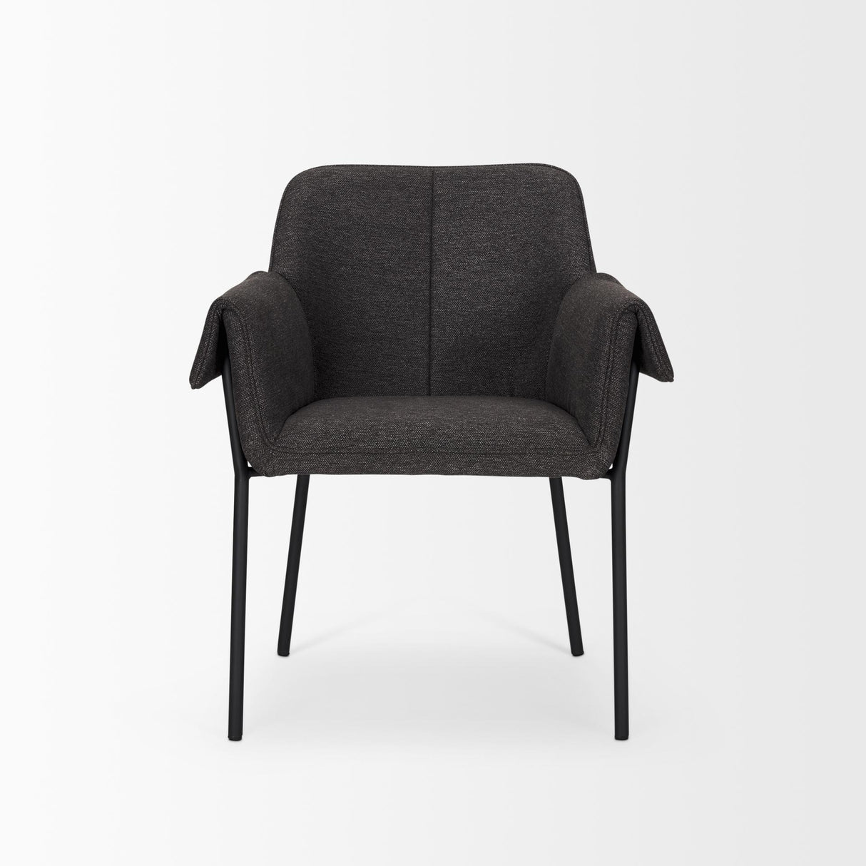 Mercana Brently Dining Chair w/ Gray Fabric & Matte Black Metal Legs