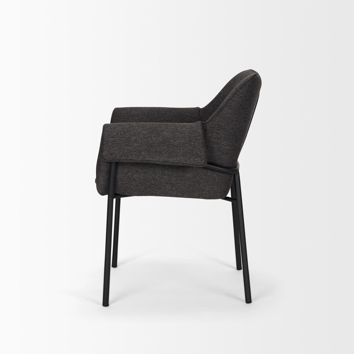 Mercana Brently Dining Chair w/ Gray Fabric & Matte Black Metal Legs