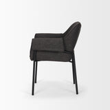 Mercana Brently Dining Chair w/ Gray Fabric & Matte Black Metal Legs