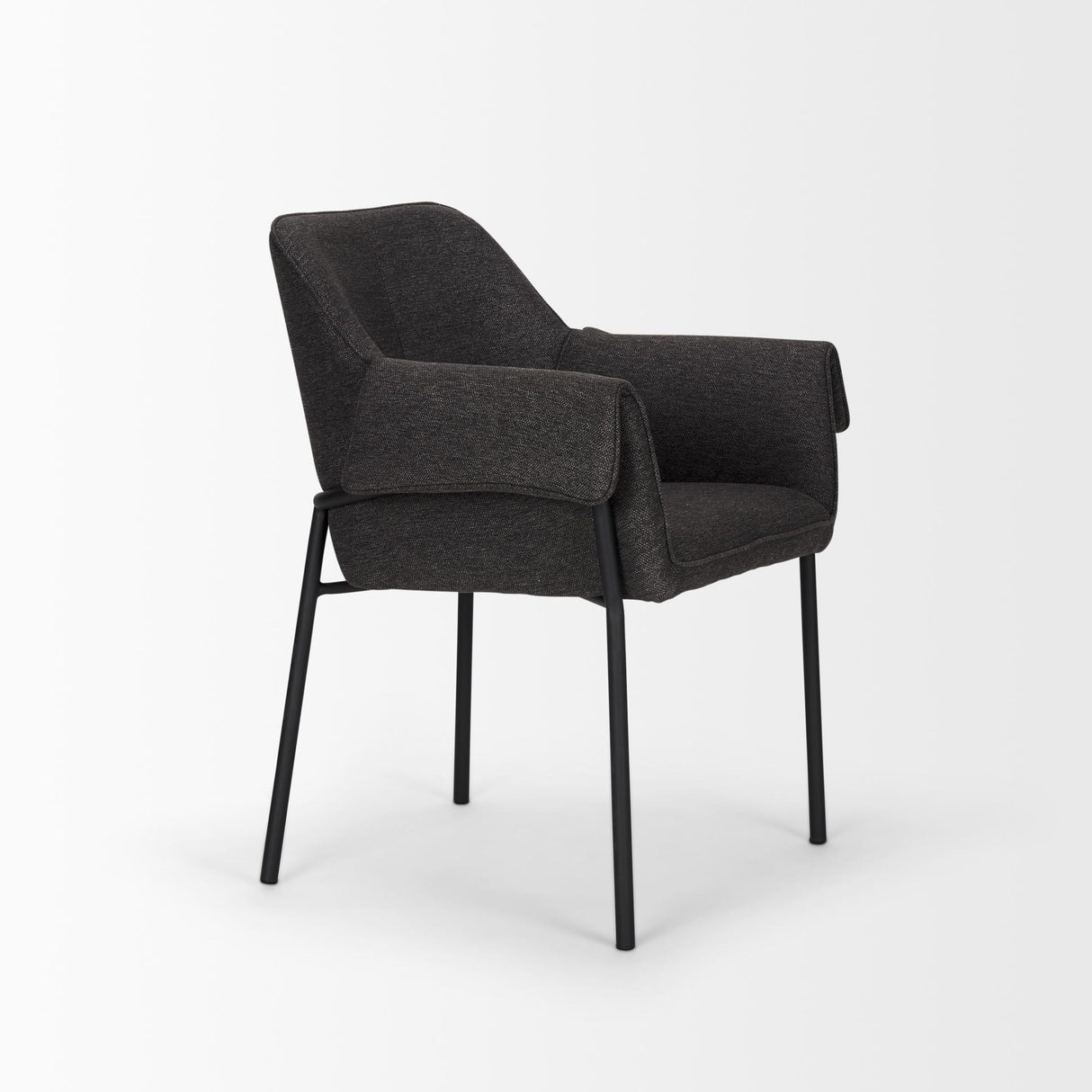 Mercana Brently Dining Chair w/ Gray Fabric & Matte Black Metal Legs