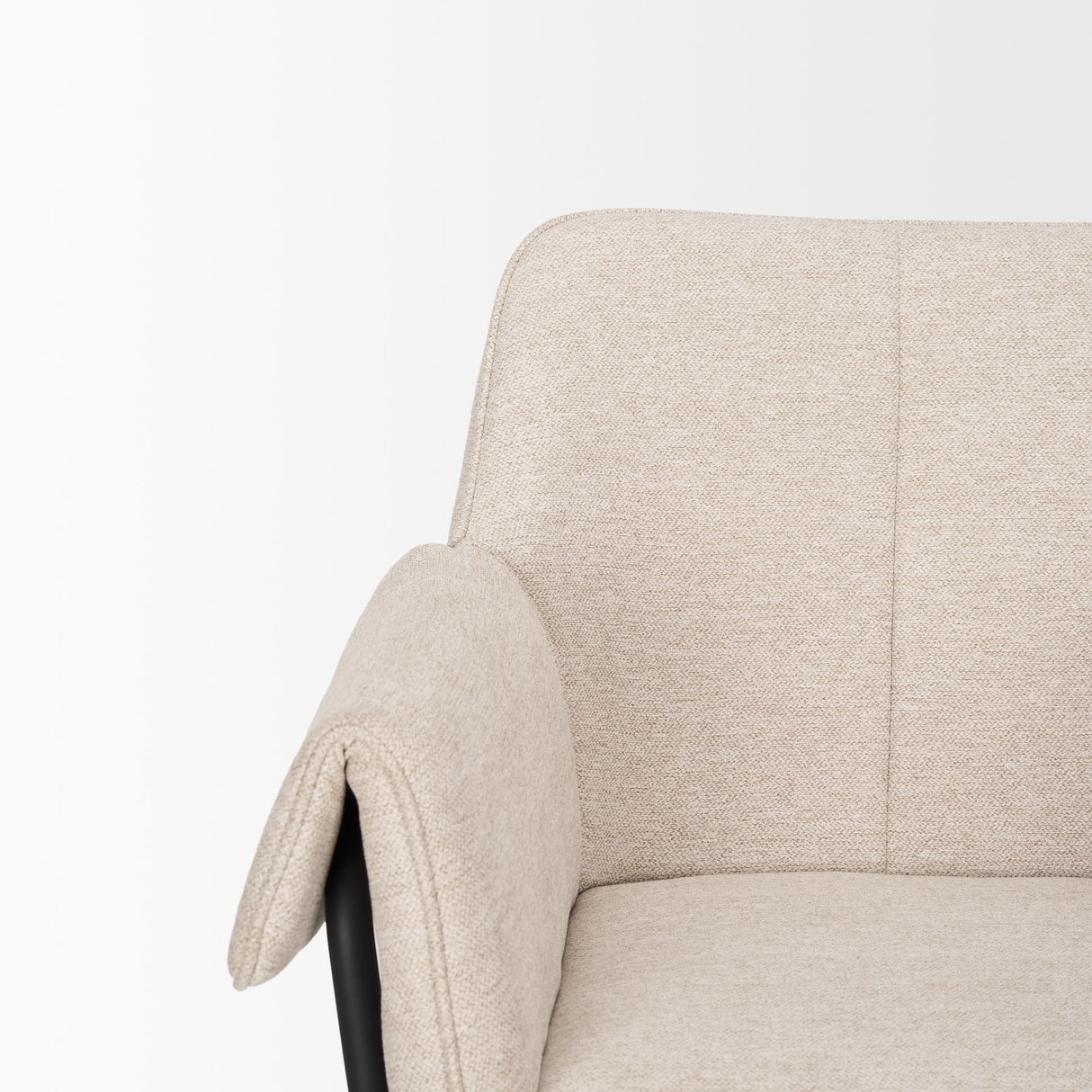 Mercana Brently Dining Chair w/ Oatmeal Fabric & Matte Black Metal Legs