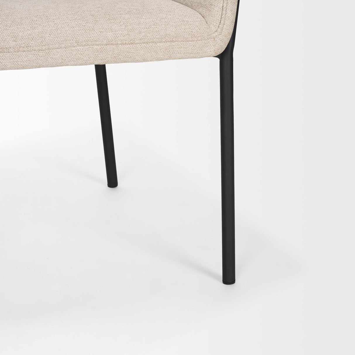 Mercana Brently Dining Chair w/ Oatmeal Fabric & Matte Black Metal Legs