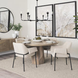 Mercana Brently Dining Chair w/ Oatmeal Fabric & Matte Black Metal Legs