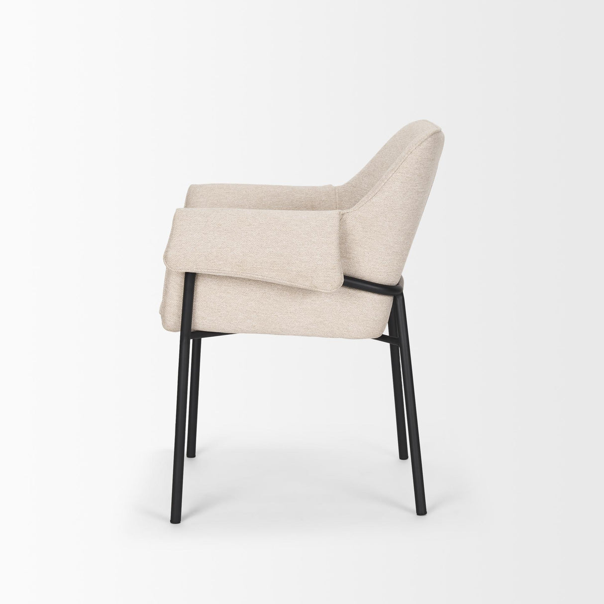 Mercana Brently Dining Chair w/ Oatmeal Fabric & Matte Black Metal Legs