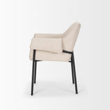 Mercana Brently Dining Chair w/ Oatmeal Fabric & Matte Black Metal Legs
