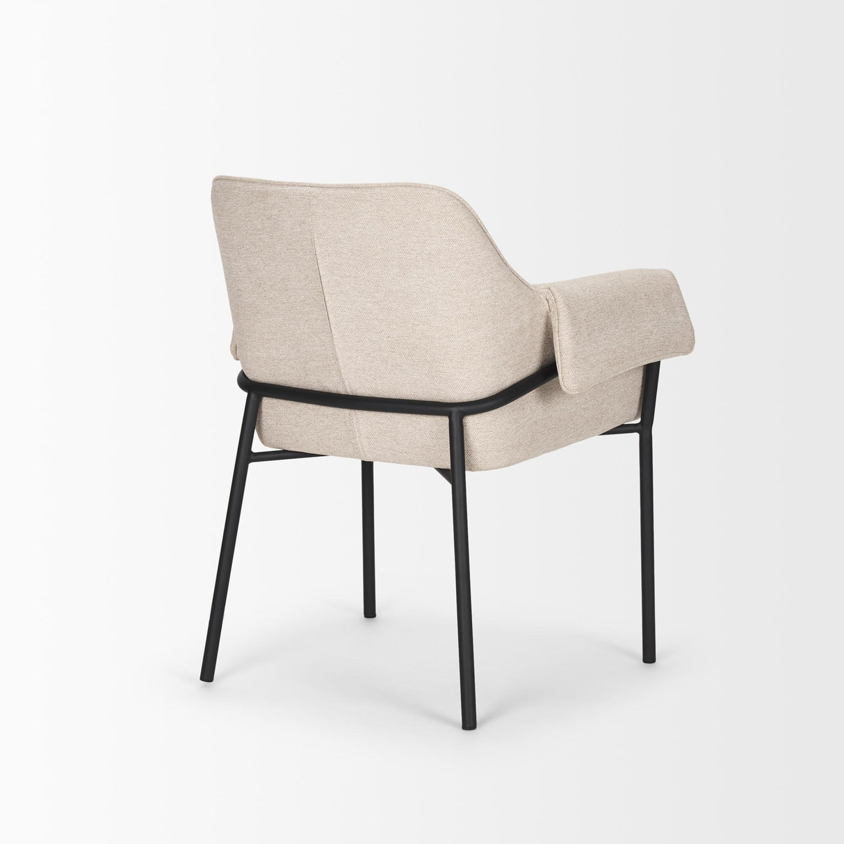 Mercana Brently Dining Chair w/ Oatmeal Fabric & Matte Black Metal Legs