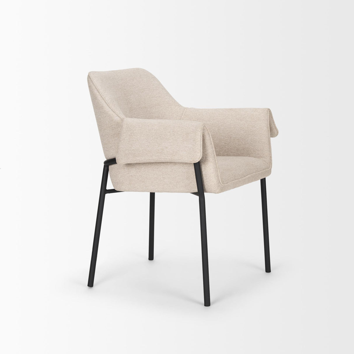 Mercana Brently Dining Chair w/ Oatmeal Fabric & Matte Black Metal Legs