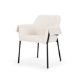 Mercana Brently Dining Chair w/ Cream Boucle Fabric & Matte Black Metal Legs