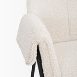 Mercana Brently Dining Chair w/ Cream Boucle Fabric & Matte Black Metal Legs