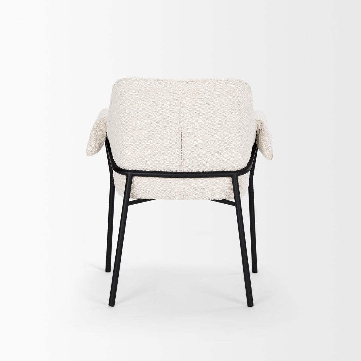 Mercana Brently Dining Chair w/ Cream Boucle Fabric & Matte Black Metal Legs