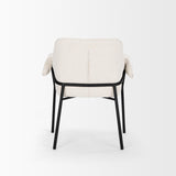 Mercana Brently Dining Chair w/ Cream Boucle Fabric & Matte Black Metal Legs