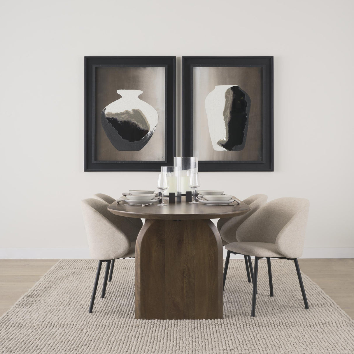 Mercana Shannon Dining Chair w/ Oatmeal Fabric & Matte Black Metal