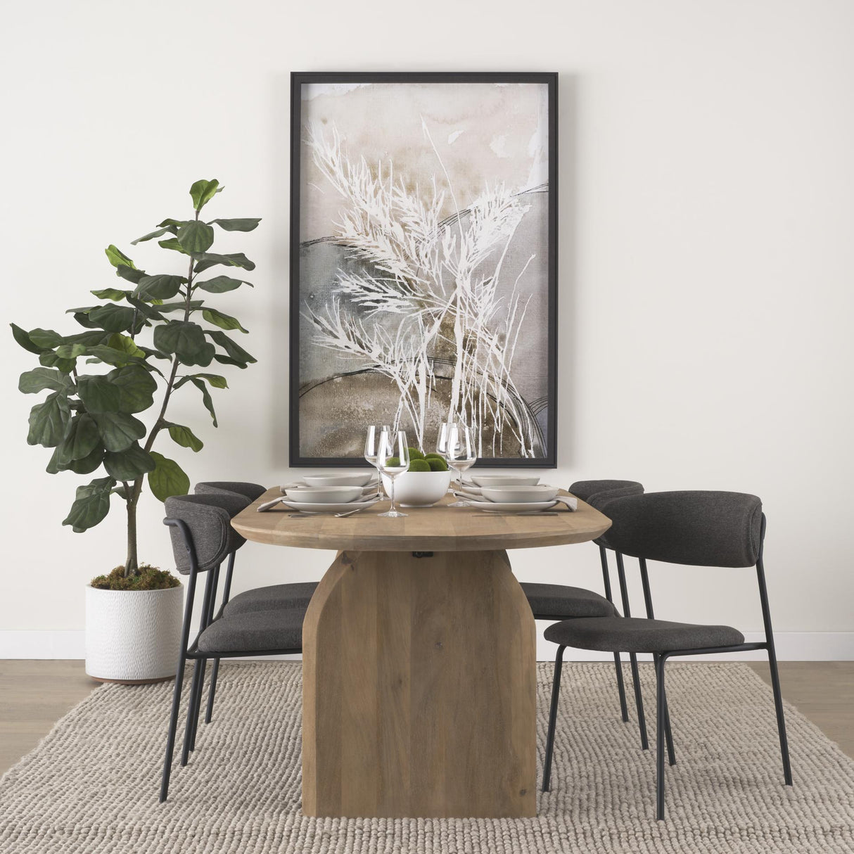 Mercana Corey Dining Chair w/ Gray Fabric & Matte Black Metal
