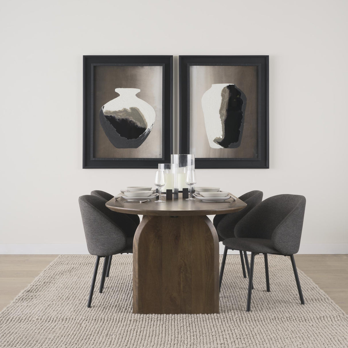 Mercana Shannon Dining Chair w/ Gray Fabric & Matte Black Metal