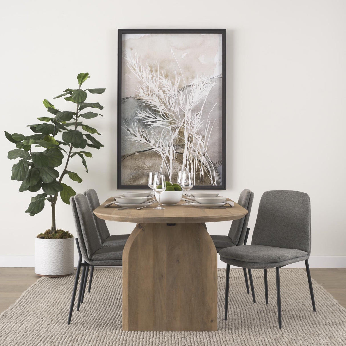 Mercana Eve Dining Chair w/ Gray Fabric & Matte Black Metal