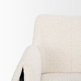 Mercana Brently Accent Chair w/ Cream Boucle Fabric & Matte Black Metal Legs