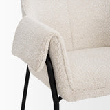 Mercana Brently Accent Chair w/ Cream Boucle Fabric & Matte Black Metal Legs