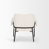 Mercana Brently Accent Chair w/ Cream Boucle Fabric & Matte Black Metal Legs