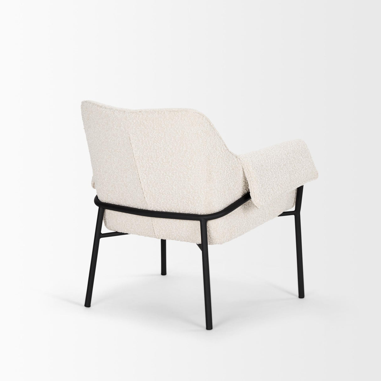 Mercana Brently Accent Chair w/ Cream Boucle Fabric & Matte Black Metal Legs