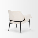 Mercana Brently Accent Chair w/ Cream Boucle Fabric & Matte Black Metal Legs
