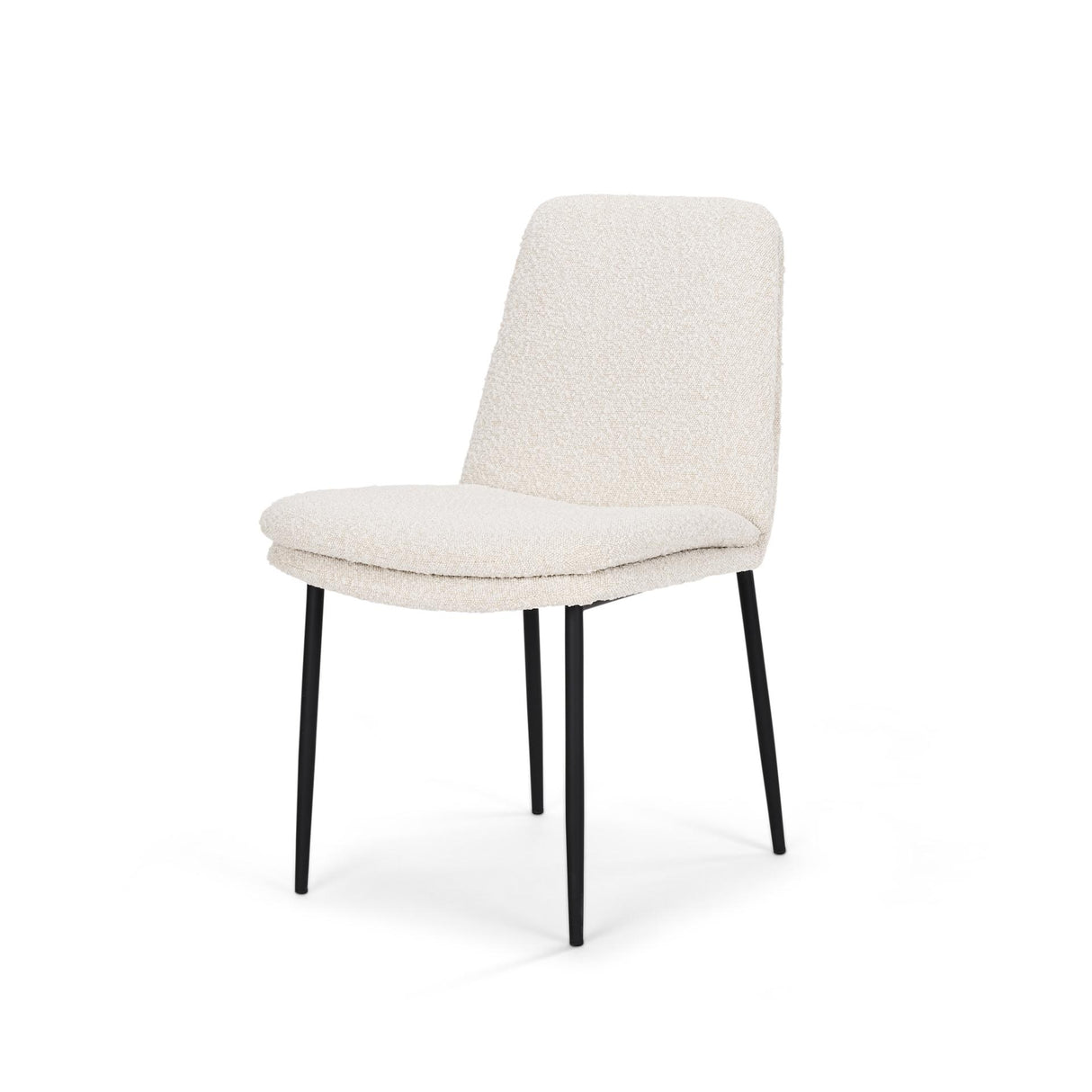 Mercana Eve Dining Chair w/ Cream Boucle Fabric & Matte Black Metal