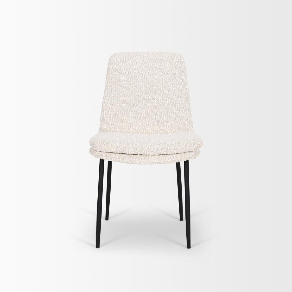 Mercana Eve Dining Chair w/ Cream Boucle Fabric & Matte Black Metal