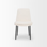 Mercana Eve Dining Chair w/ Cream Boucle Fabric & Matte Black Metal