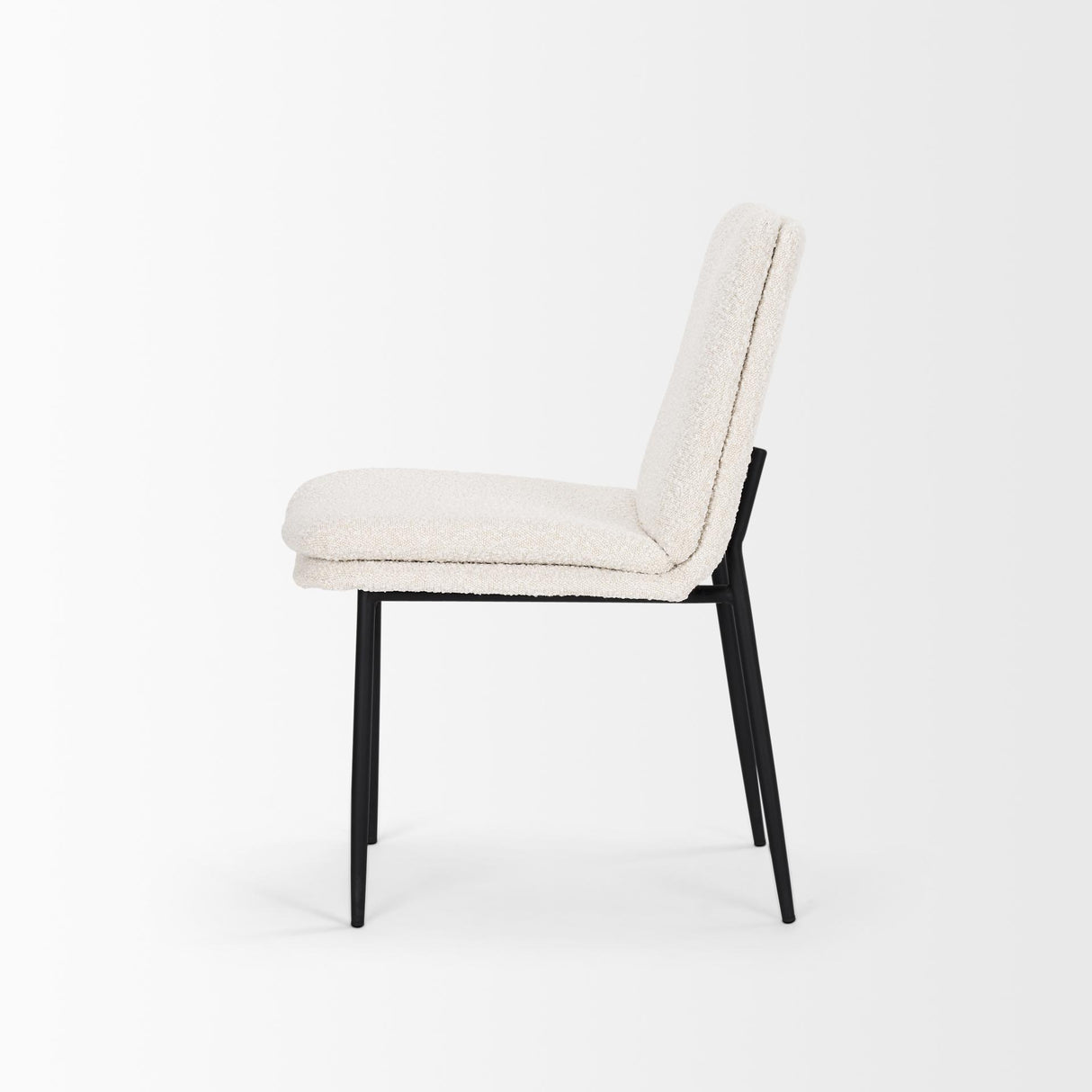 Mercana Eve Dining Chair w/ Cream Boucle Fabric & Matte Black Metal